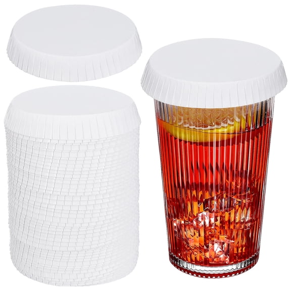 LOLIPPYY 100Pcs White Disposable Paper Cup Lids Ideal for Hot Cold Drinks Home Use
