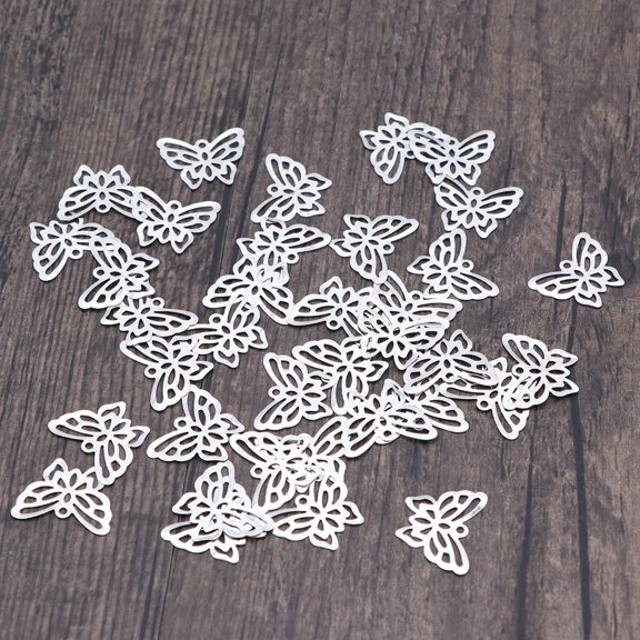 LOLIPPYY 100Pcs White Metal Decor Embellishments for Home Party Wedding Craft Projects