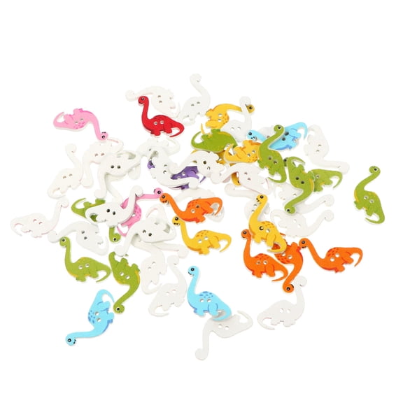 LOLIPPYY 100Pcs Wood Dinosaur Buttons Sewing Creative Decorative Fasteners for DIY Crafts and Scrapbooks