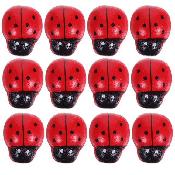 LOLIPPYY 100Pcs Wooden Landscape Mini Ladybug Figurines for Home and Garden Decor Lovely Collectible Miniatures for Crafts Tiny Ladybug Statues
