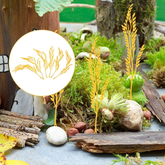 LOLIPPYY 100Pcs Yellow Artificial Wheat Stalks Plastic Rice Model for Simulated Wheat Ears and Table Decoration