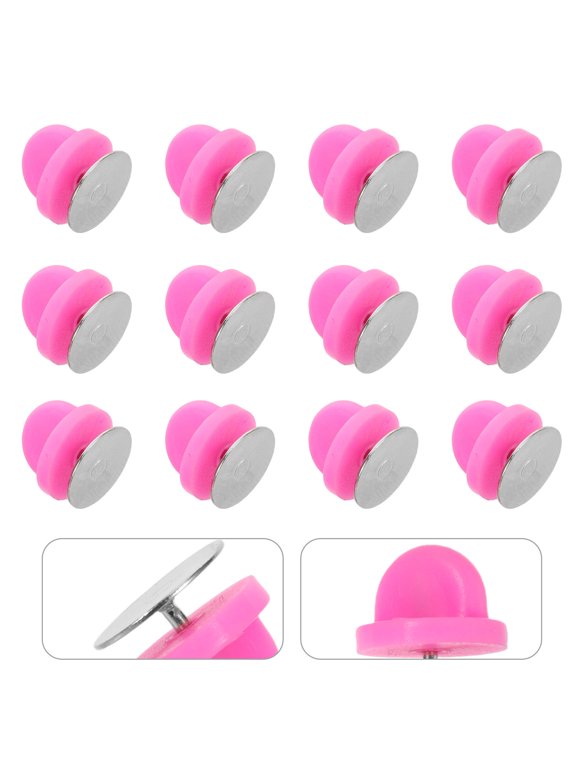 100Set Pink Pin Backs for Lapel Pins DIY Accessories with Sturdy Flat Head