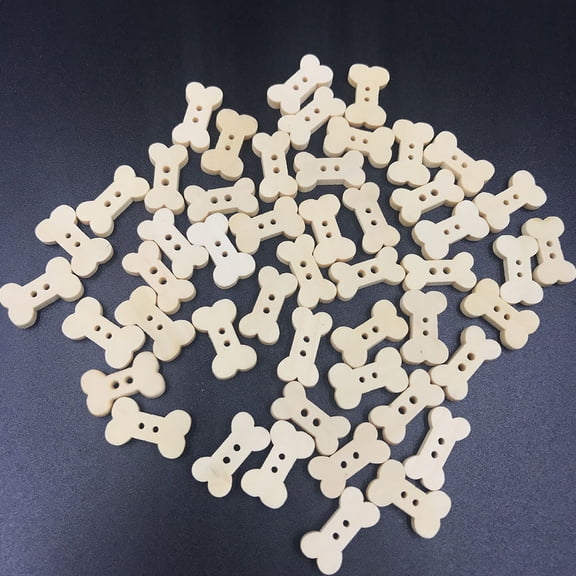 LOLIPPYY 100pcs Beige Bone Design Wooden Buttons for Sewing Clothes Bags Toys Durable Craft Accessory