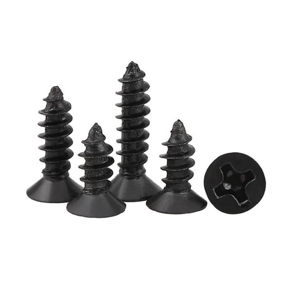 LOLIPPYY 100pcs Black Wood Screws Self-tapping Flat Head for Construction Repair Work Wallboard