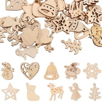 LOLIPPYY 100pcs Christmas Wooden Cutouts Wood Slices Xmas Wood Cutouts Mixed Style