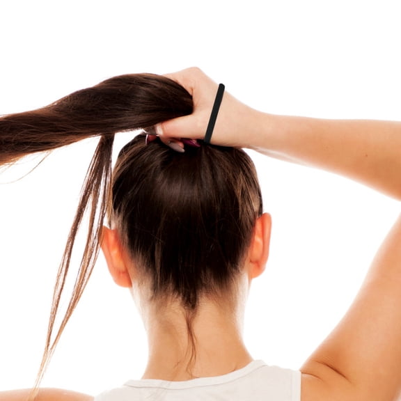 LOLIPPYY 100pcs Flat Hair Ties Black Hair Accessories Nonslip Bun Styling For Running Errands And Home