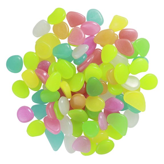 LOLIPPYY 100pcs Garden Pebbles Luminous Cobblestones Assorted Color for Outdoor Use