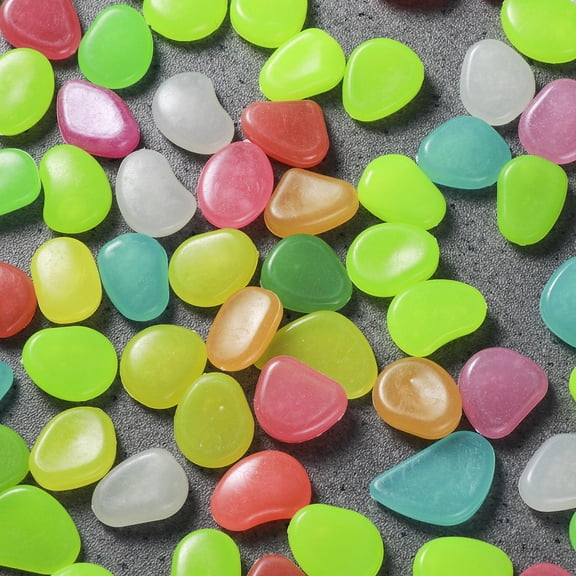 LOLIPPYY 100pcs Glowing Pebble Stones Assorted Color for Outdoor Gardens and Indoor Aquariums