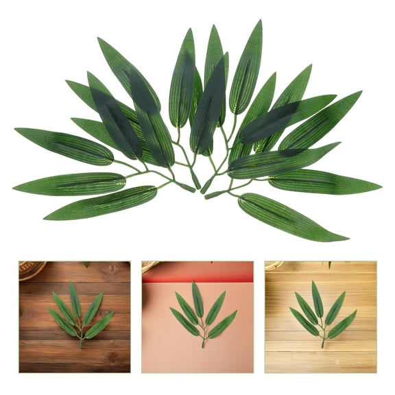 LOLIPPYY 100pcs Green Bamboo Leaf Ornaments Plastic Decorative Branches for Living Room