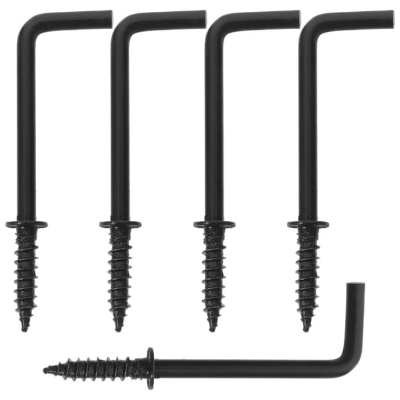 LOLIPPYY 100pcs Black L-Shaped Metal Screw Hooks for Hanging Artwork, Decorations, Frames, and Projects