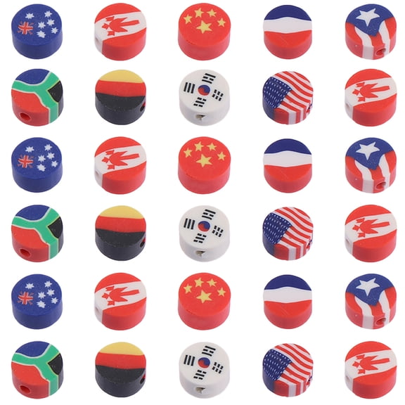 LOLIPPYY 100pcs Assorted Color National Flag Beads for Jewelry Making Craft Kit Decorative Art Supplies