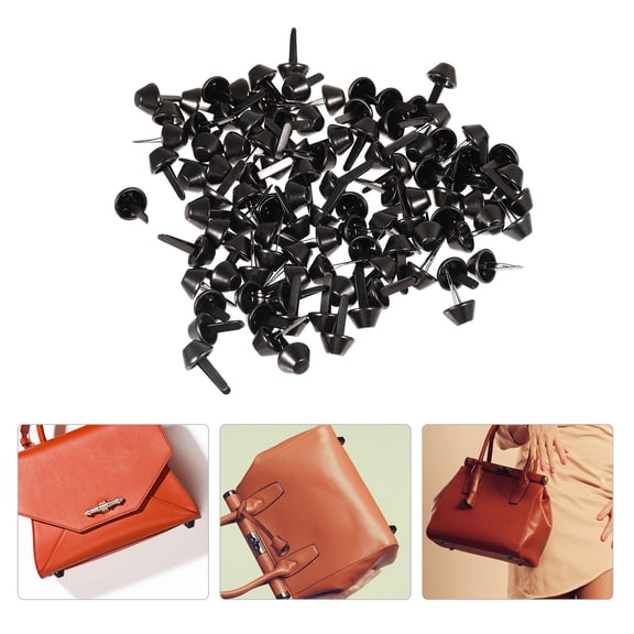 LOLIPPYY 100pcs Black Round Metal Rivets Bag Feet Spikes for Crafts Repair and Decoration Solutions