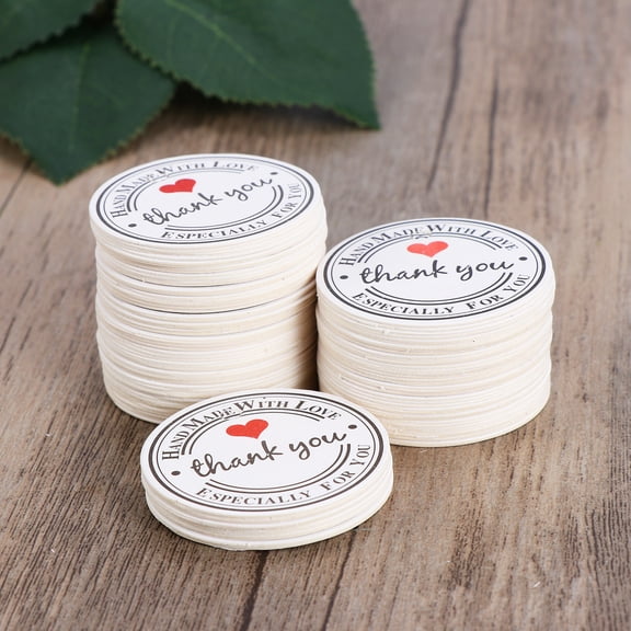 LOLIPPYY 100pcs Round Thank You Favor Tags for DIY Craft Supplies Birthday Wedding Holiday Multi