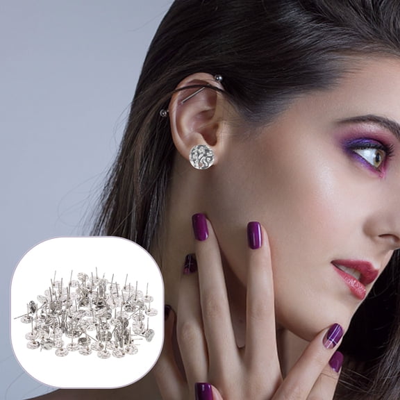 LOLIPPYY 100pcs Stainless Steel Jewelry Posts with Holes for Crafting and Easy Jewelry Making Supplies