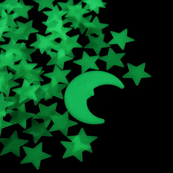 LOLIPPYY 101Pc Blue 3D Glowing Star Stickers for Ceiling PVC Waterproof Wall Decals Home Decoration