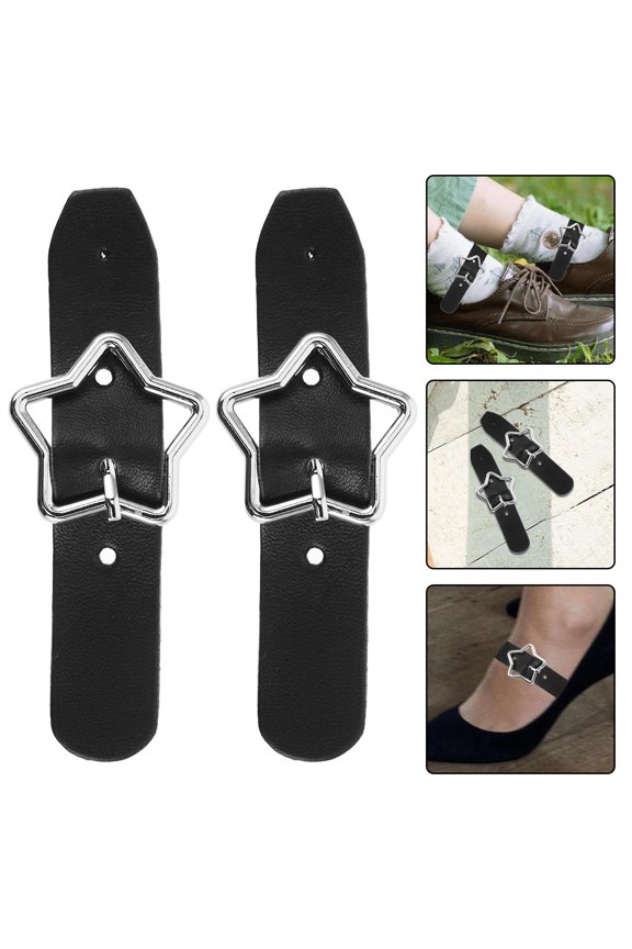 10PCS Elegant Shoe Buckle For Women With Five Pointed Star Shape Black And Metal Decoration