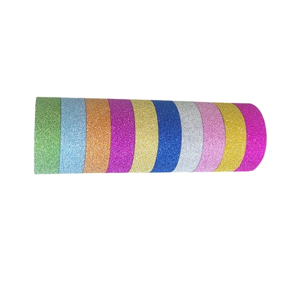 LOLIPPYY 10PCS Glitter Washi Tape Pack DIY Glitter Tape for Crafts OPP Solid Color Valentines Day Projects