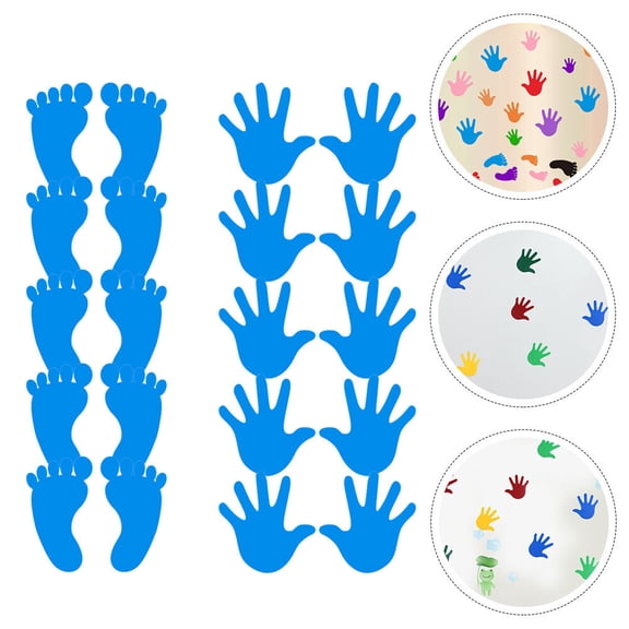 LOLIPPYY 10 Pairs Handprint and Footprint Wall Stickers, Self-Adhesive Removable Decals for Kids Room Decor
