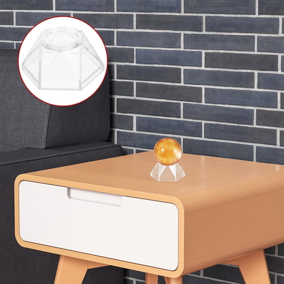 LOLIPPYY 10Pcs Acrylic Sphere Holder with Transparent Hexagon Base for Decorative Mineral Stone Storage
