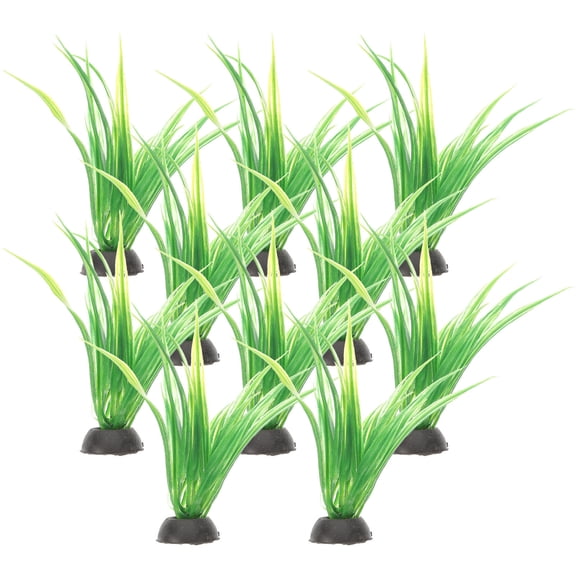 LOLIPPYY 10Pcs Aquarium Grass Artificial Light Green Accent for Fish Enthusiasts