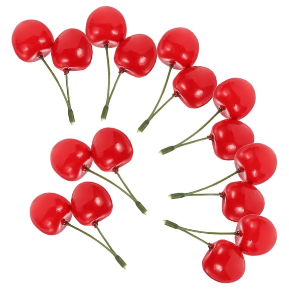 LOLIPPYY 10Pcs Artificial Cherry Fruit Models Red Plastic Simulation Fruit Decor for Home and Photo Props