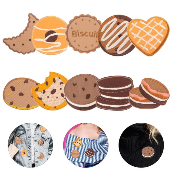 LOLIPPYY 10Pcs Assorted Color Cookie Iron on Patches for Easy Sew on Decoration and Clothing Repair