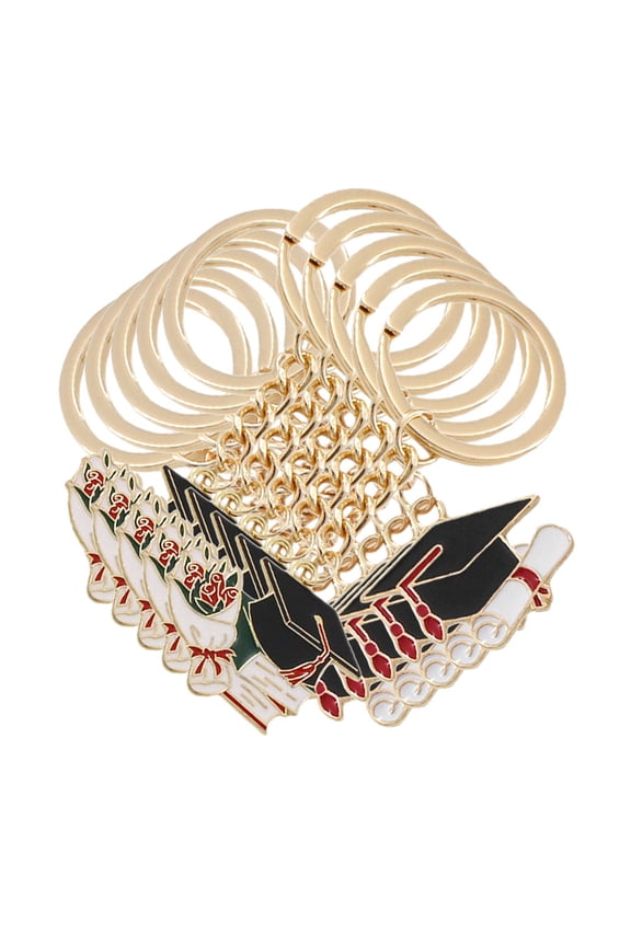 10Pcs Assorted Color Graduation Keychains Metal Key Holder for Bags and Keys