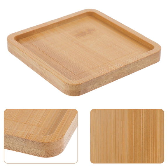 LOLIPPYY 10Pcs Bamboo Craft Coaster Base Heat Resistant Square Tray for DIY Art Decor and Plants