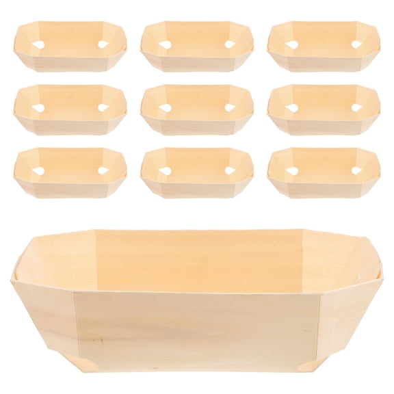 LOLIPPYY 10Pcs Beige Wood Sushi Plate Rectangle Food Boxes for Bakery Home Food Packaging