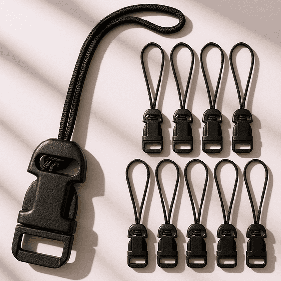LOLIPPYY 10Pcs Black Camera Strap Quick Release Clips with Nylon Loop for Secure Attachment