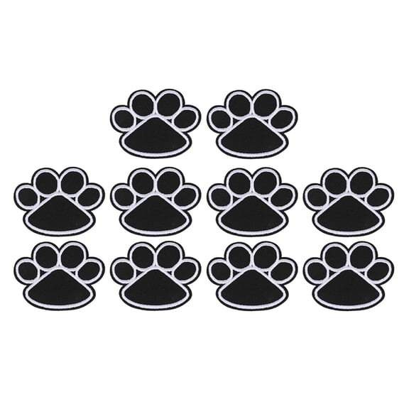 LOLIPPYY 10Pcs Black Cloth Appliques Dog Paw Patch for Clothes Bags Hats Decoration and Repair