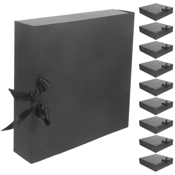 LOLIPPYY 10Pcs Black Kraft Paper Boxes with Flip Lid for Wedding Candy Storage and Presentation