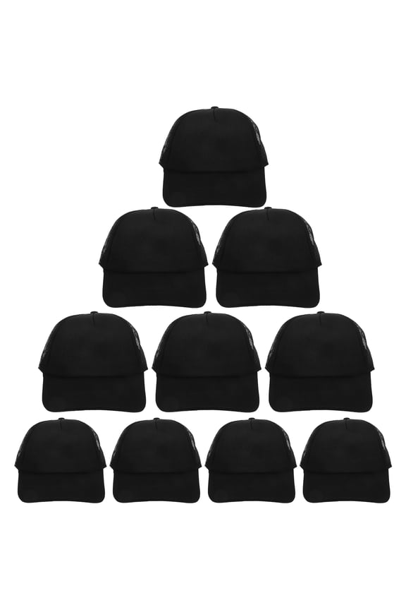 10Pcs Black Mesh Baseball Caps Sublimation Blank Hats Lightweight Outdoor Hat for Daily Use
