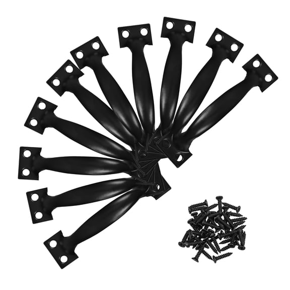 LOLIPPYY Set of 10 Black Metal Bow Pull Handles for Doors, Drawers, Cabinets with Painted Finish