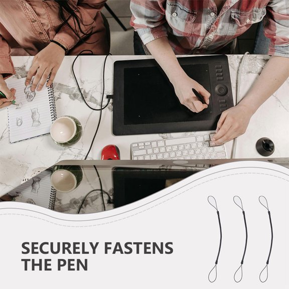 LOLIPPYY 10Pcs Black Pen Leash Lanyard Strap for Stylus Pens Anti Lost Rope with Wrist Strap