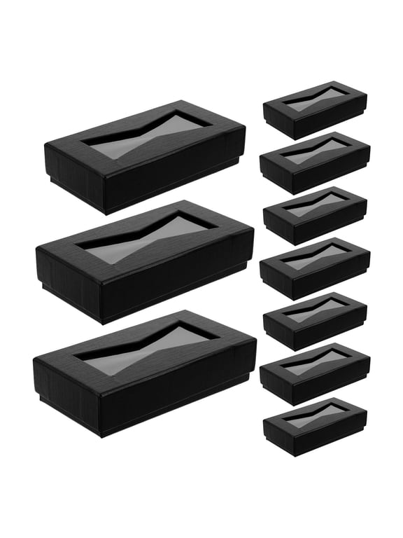 10Pcs Black Tie Display Case with Lid Mens Bow Tie Organizer Box for Home Storage