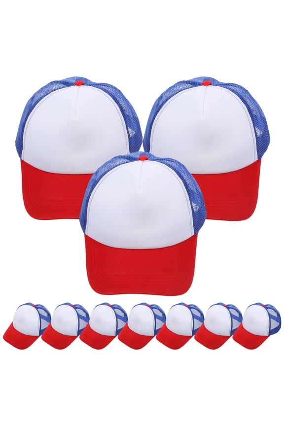 10Pcs Breathable Baseball Caps in Red for Outdoor Use with Stylish Mesh Design and Polyester