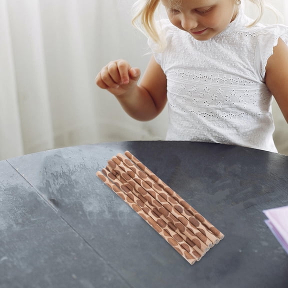 LOLIPPYY 10Pcs Brown Wooden Animal Print Pencils Ergonomic Round Shape Home Use Writing Tools