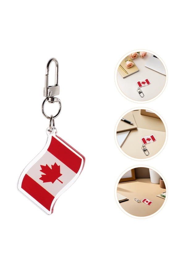 10Pcs Canada Keychain with Maple Leaf Pendant Red Canadian Flag Souvenir for Backpack and Purse