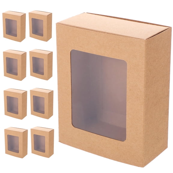 LOLIPPYY 10Pcs Candy Box with Window Strong Paper Material Khaki Sliding Design for Easy Access