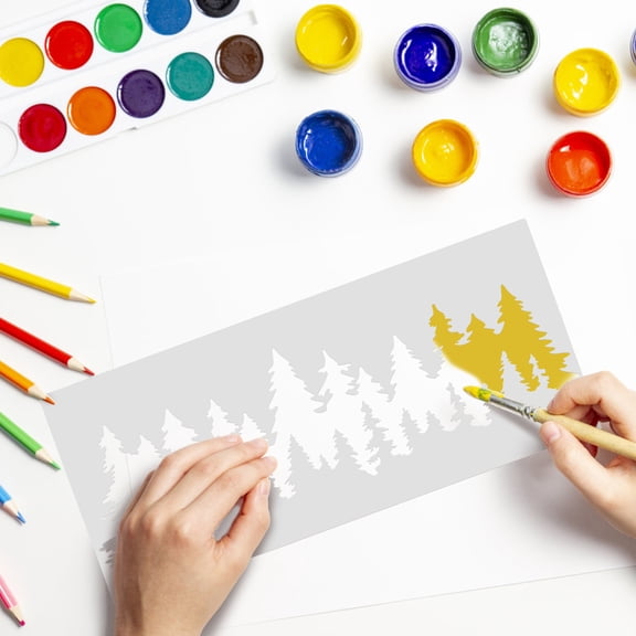 LOLIPPYY 10Pcs Christmas Tree Stencils Reusable for Painting on Walls Canvas and Wood White Templates