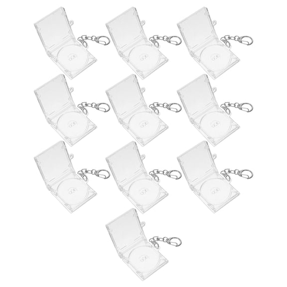 LOLIPPYY 10Pcs Clear Cd Jewel Keyrings with Acrylic Case for Personal Photo Or Artwork Display