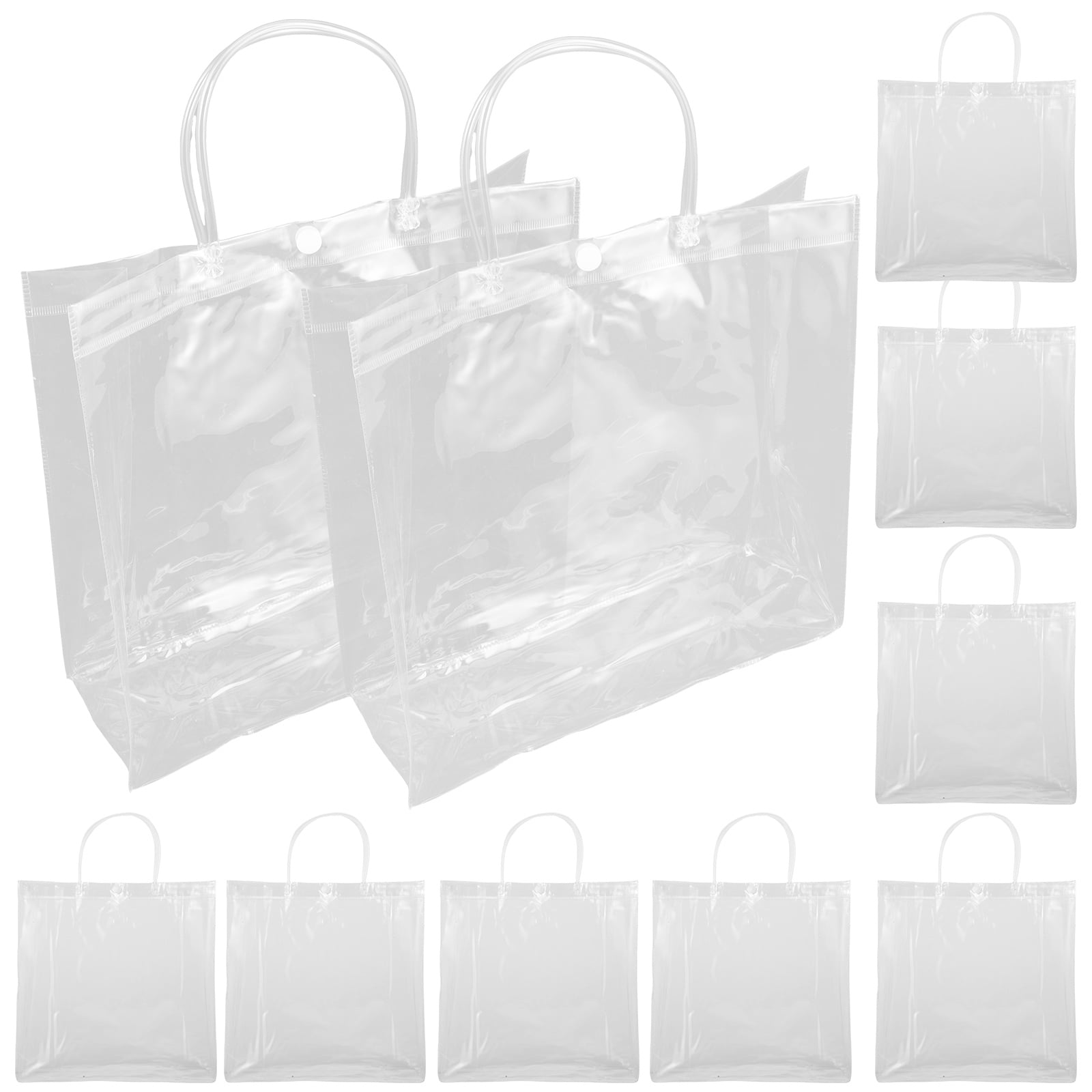 LOLIPPYY Set of 10 Clear PVC Handheld Tote Bags with Button Closure ...