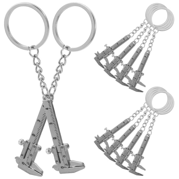 LOLIPPYY 10Pcs Compact Metal Vernier Caliper Keychain Plated Portable Measuring Instrument