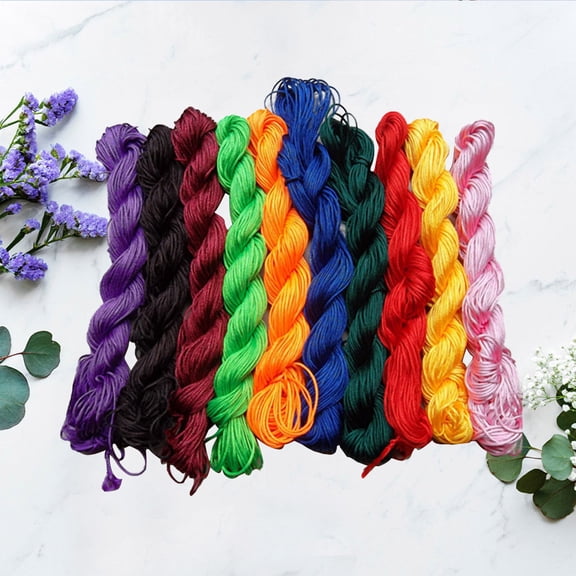LOLIPPYY 10Pcs Craft Making Ropes Polyester Material Assorted Colors for Beads and Jewelry