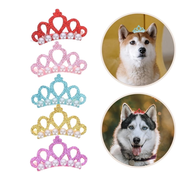 LOLIPPYY 10Pcs Crown Shaped Dog Hair Accessories Soft Comfortable Material Assorted Colors