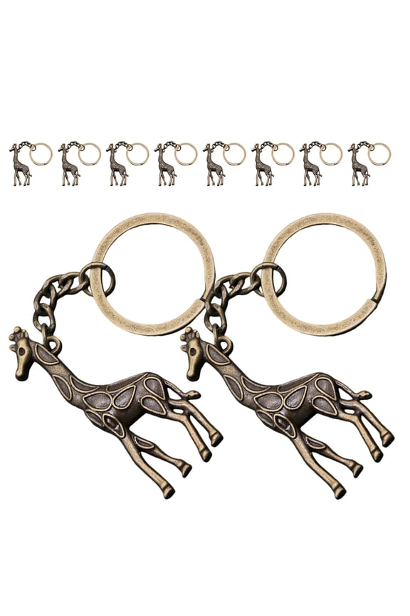 10Pcs Cute Giraffe Animal Pendant Keychain Metal Alloy for Purse Backpack Car Decoration