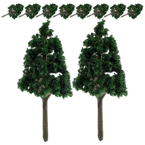 LOLIPPYY 10Pcs Dark Green ABS Plastic Tree Models for Sand Table Landscape Micro Scene Decoration