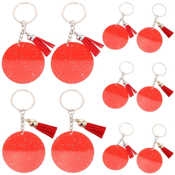 LOLIPPYY 10Pcs Decorative Acrylic Blank Keychains Red for DIY Handmade Key Charms Accessories