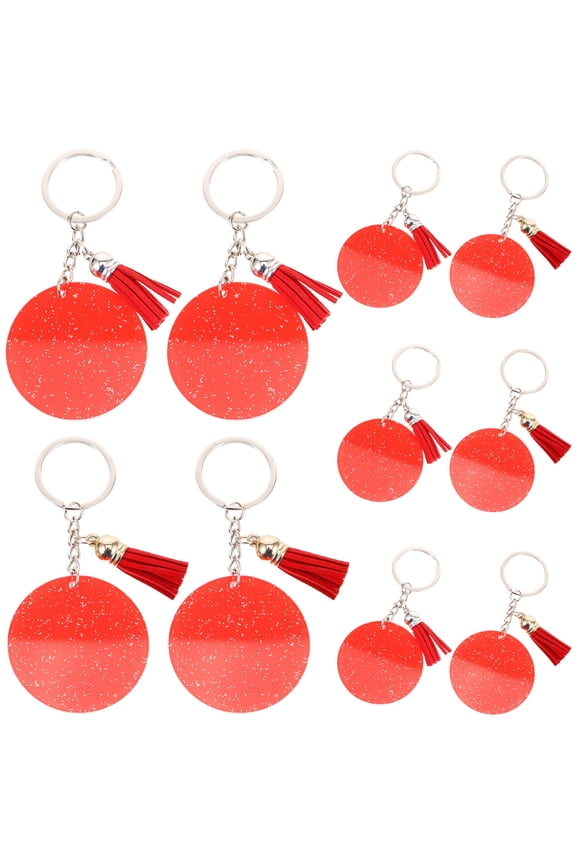 10Pcs Decorative Acrylic Blank Keychains Red for DIY Handmade Key Charms Accessories